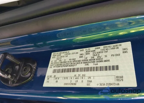 2022 Ford F-150 Xlt из США, поврежденный, VIN 1FTEW1EP6NFA00217